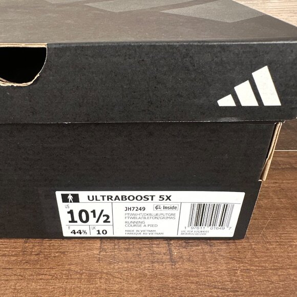 adidas Ultraboost 5X Mens Size 10.5 Cloud White Dark Blue Putty Grey JH7249 - Picture 9 of 9
